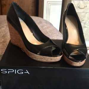 VIA SPIGA patent leather/wedge sandals